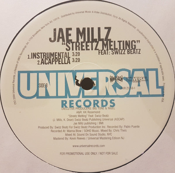 Jae Millz : Streetz Melting (12", Promo)