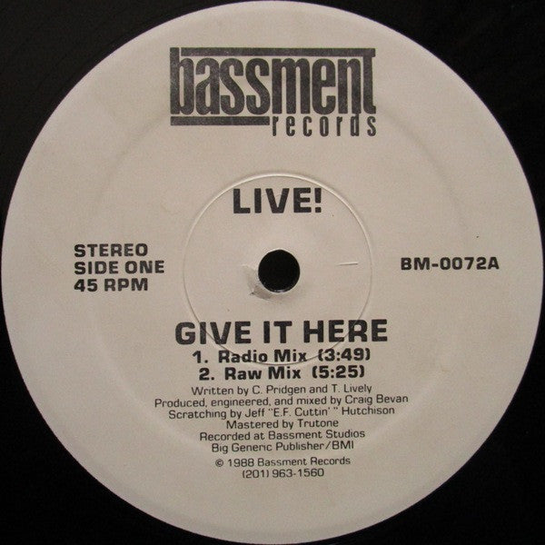 Live! : Give It Here (12")