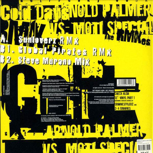 Arnold Palmer vs. Moti Special : Cold Days (The Remixes) (12", Maxi)