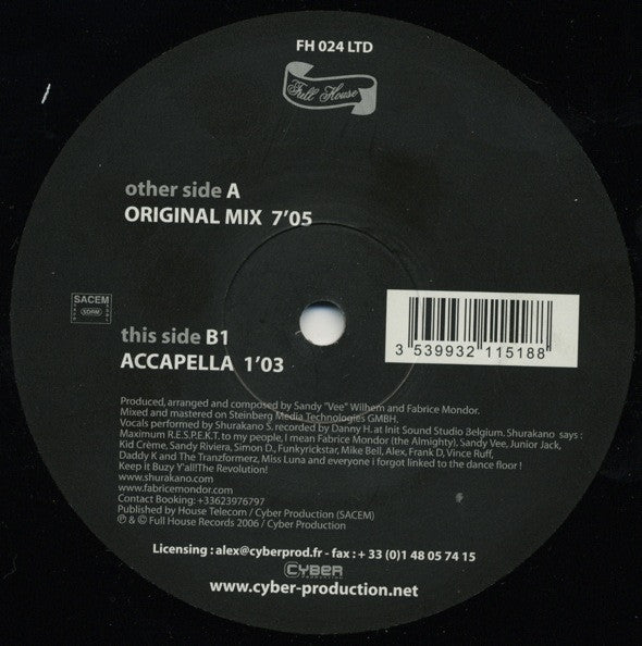 Fabrice Mondor Feat MC Shurakano : Revolution (12")