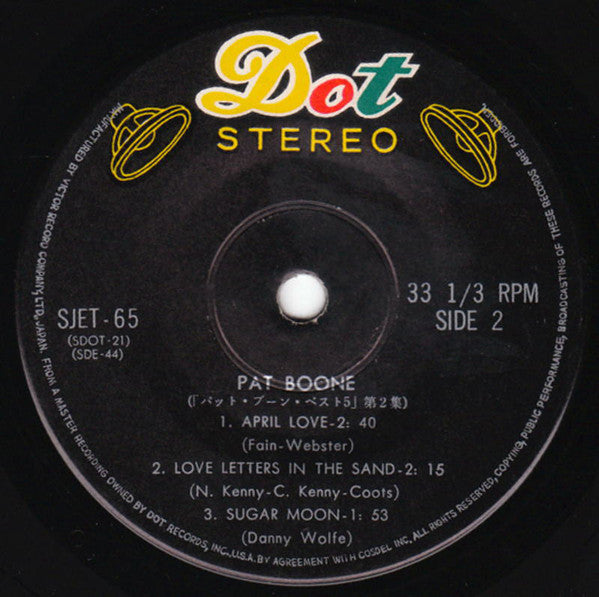 Pat Boone : 5 Big Hits Vol.2 (7", EP)