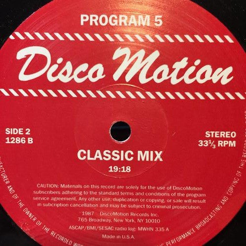 Various : Disco Motion Program 5 (12", Mixed, Unofficial)
