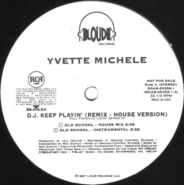 Yvette Michele : DJ Keep Playin' (Hex Hector House Mixes) (12", Promo)