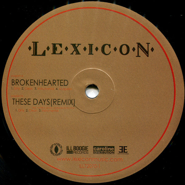 Lexicon (3) : Brokenhearted / These Days (Remix) (12")
