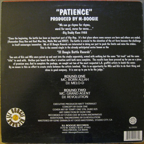 Born Allah & Melo-D Vs Grand Agent & DJ Revolution : Patience (12")