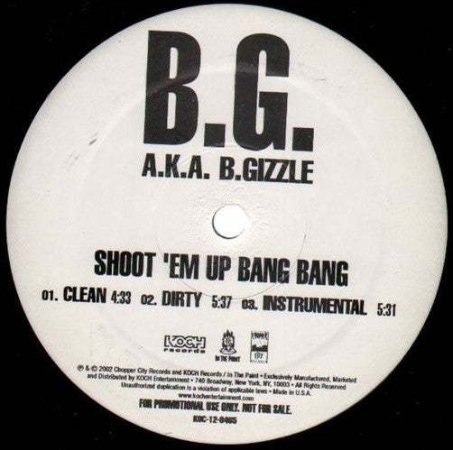 B.G. : Shoot 'Em Up Bang Bang (12", Promo)