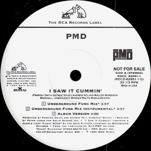 PMD : I Saw It Cummin' (12", Single, Promo)