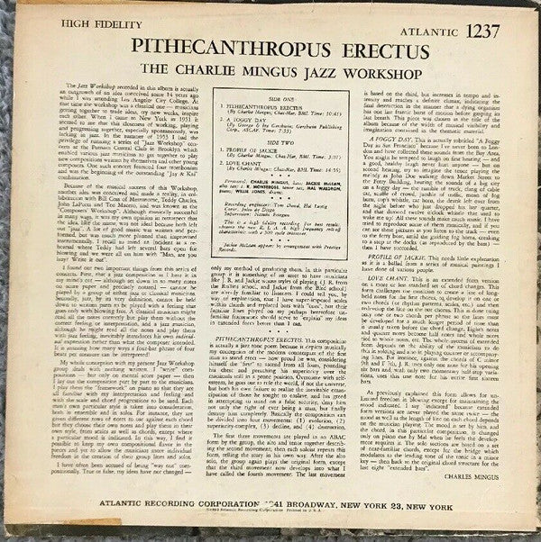 Charles Mingus Jazz Workshop : Pithecanthropus Erectus (LP, Album, Mono)