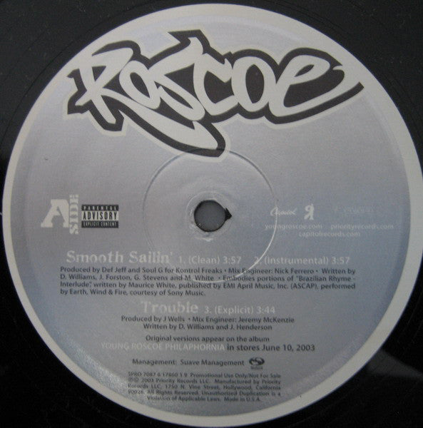 Roscoe : Smooth Sailin' (12", Promo)