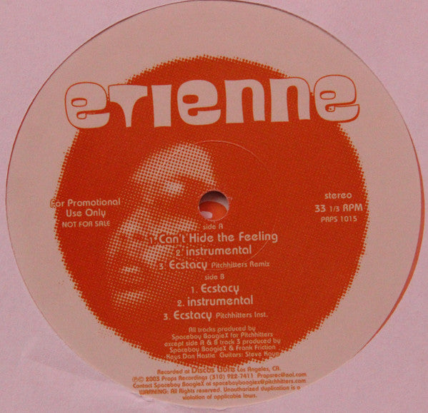 Etienne (7) : Can't Hide The Feeling / Ecstacy (12", Ltd, Promo)