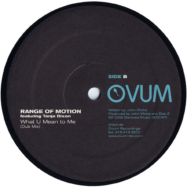 Range Of Motion Featuring Tanja Dixon : What U Mean To Me (12")