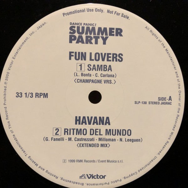 Fun Lovers / Havana (11) / Mistericky / Waikiki (5) / Red Hardin : Dance Panic! Summer Party (12", Promo)
