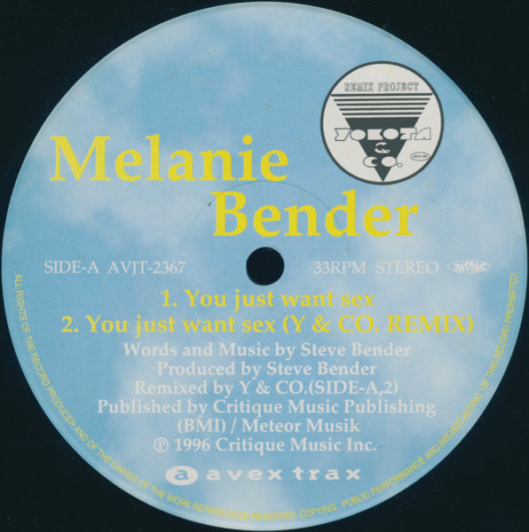 Melanie Bender : You Just Want Sex (12", Promo)