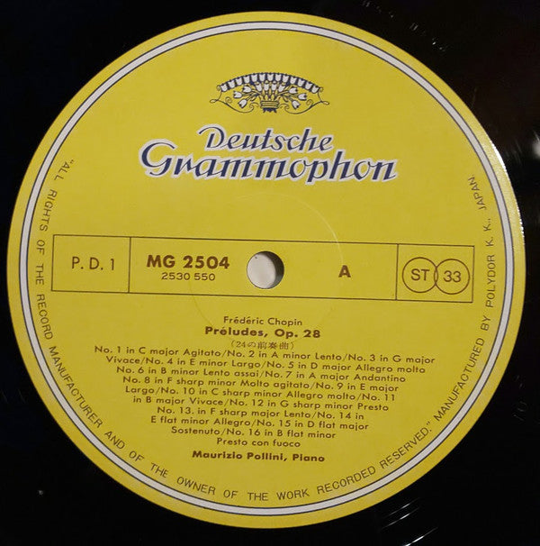 Frédéric Chopin, Maurizio Pollini : 24 Préludes Op. 28 = ポリーニ／ショパン、前奏曲集 (LP)