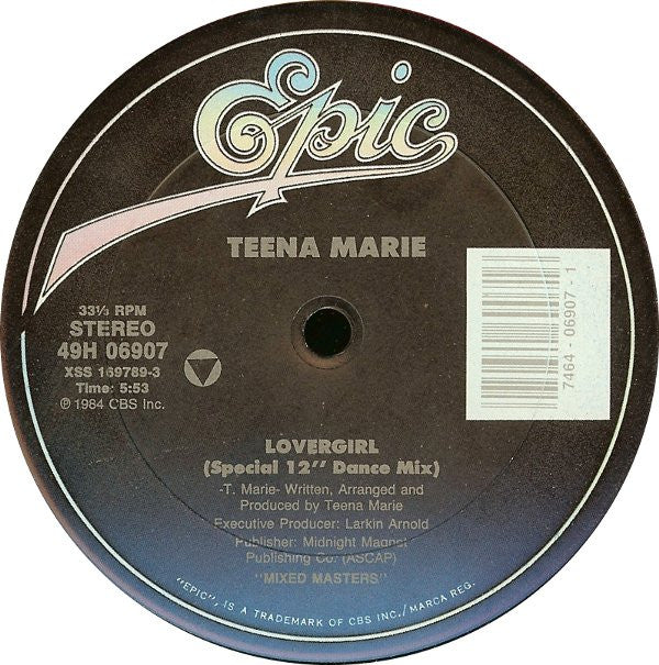 Teena Marie / Kelly Marie : Lovergirl / Feels Like I'm In Love (12", RE)