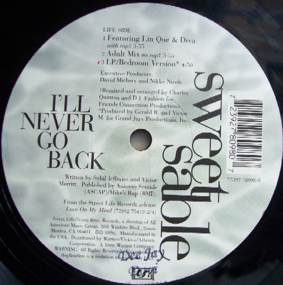 Sweet Sable : I'll Never Go Back (12")