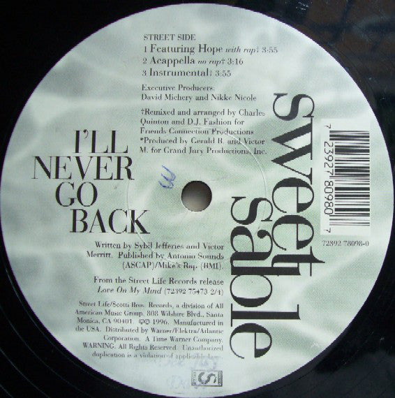 Sweet Sable : I'll Never Go Back (12")