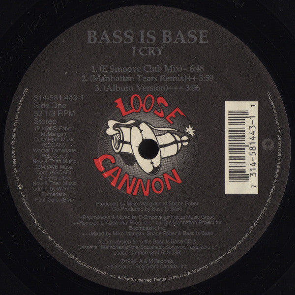 Bass Is Base : I Cry (12")