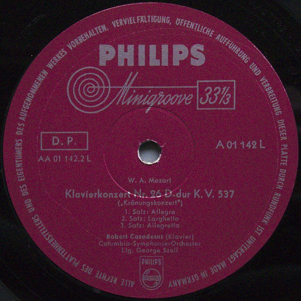 Wolfgang Amadeus Mozart, Robert Casadesus, Columbia Symphony Orchestra, George Szell : Klavierkonzert Nr. 24 C-moll K.V. 491 / Klavierkonzert Nr. 26 D-dur K.V. 537 „Krönungskonzertâ€?(LP, Mono, RE)