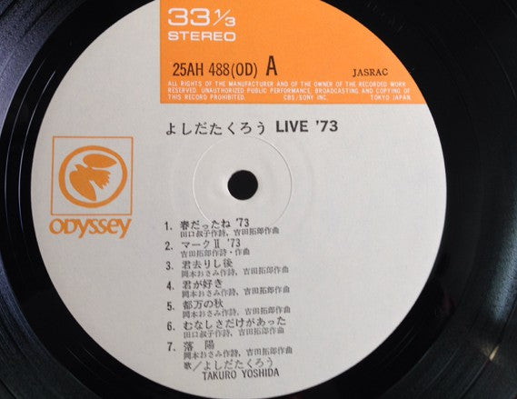Takuro Yoshida : Live '73 (LP, Album, RE, Gat)