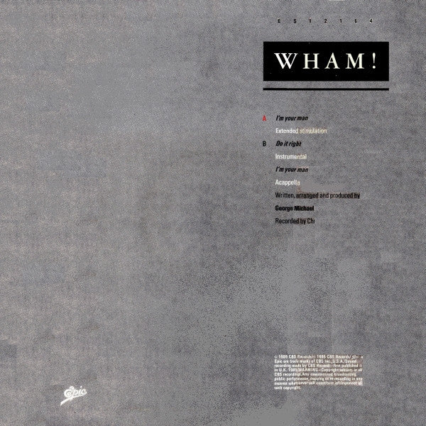 Wham! : I'm Your Man (12")