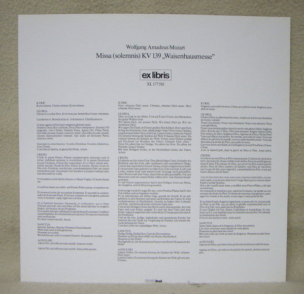 Wolfgang Amadeus Mozart, Gundula Janowitz, Frederica von Stade, Kurt Moll, Wiesław Ochman, Konzertvereinigung Wiener Staatsopernchor, Wiener Philharmoniker, Claudio Abbado : Messe KV 139 „Waisenhausmesseâ€?(LP, RE)