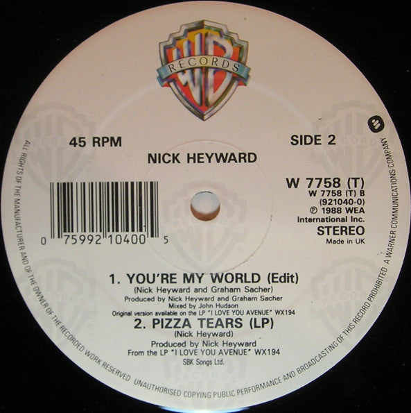 Nick Heyward : You're My World (12")