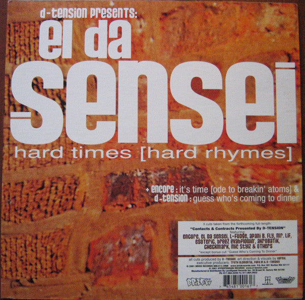 D-Tension (2) Presents Encore / El Da Sensei : It's Time / Hard Times (12")