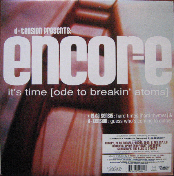 D-Tension (2) Presents Encore / El Da Sensei : It's Time / Hard Times (12")