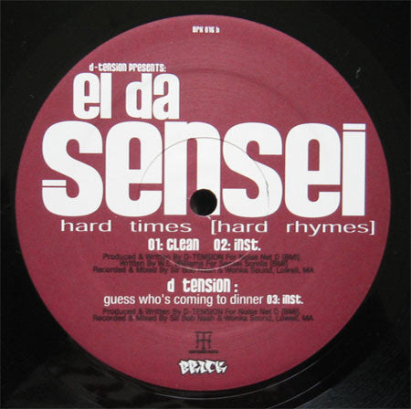 D-Tension (2) Presents Encore / El Da Sensei : It's Time / Hard Times (12")