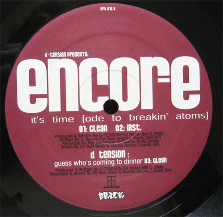D-Tension (2) Presents Encore / El Da Sensei : It's Time / Hard Times (12")