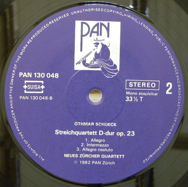 Othmar Schoeck, Neues Zürcher Quartett : Streichquartette (D-dur Op. 23 / C-dur Op. 37) (LP)