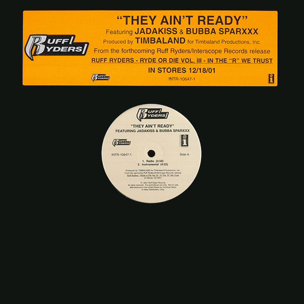 Ruff Ryders Featuring Jadakiss & Bubba Sparxxx : They Ain't Ready (12", Promo)