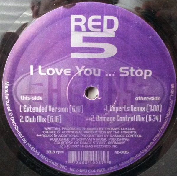 Red 5 : I Love You ... Stop! (12", Maxi)