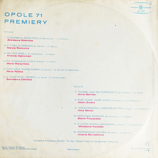 Various : Opole 71. Premiery (LP, Album, Comp, Mono)