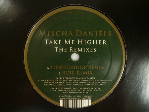 Mischa Daniëls : Take Me Higher (The Remixes) (12")