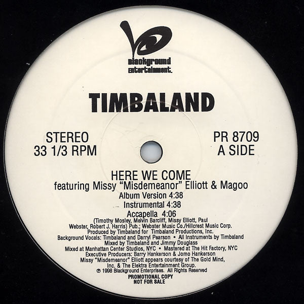 Timbaland Featuring Missy Elliott & Magoo (3) : Here We Come (12", Promo)