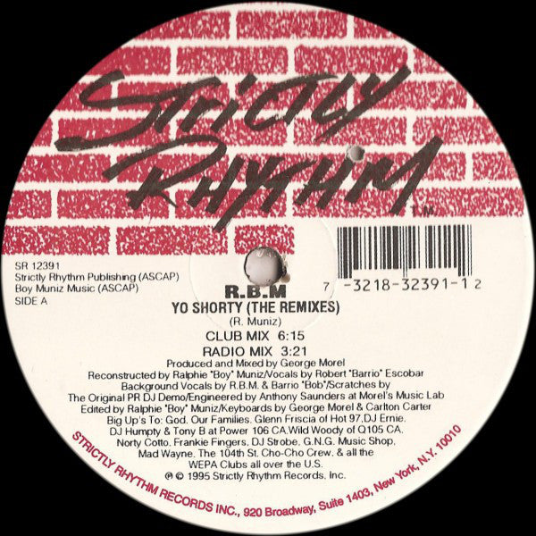 Ralphie "Boy" Muniz : Yo Shorty (The Remixes) (12")