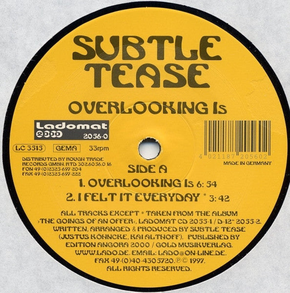 Subtle Tease : Overlooking Is (12")