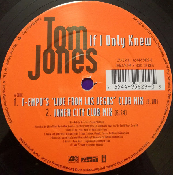 Tom Jones : If I Only Knew (12")