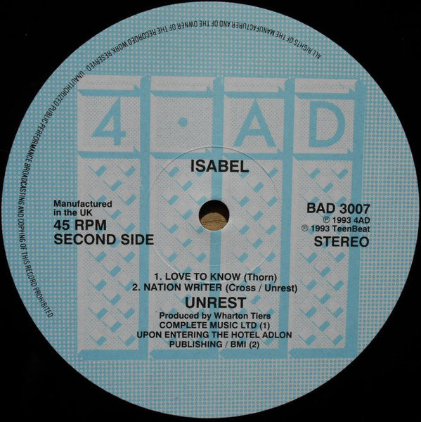 Unrest (2) : Isabel Bishop E.P. (12", EP)