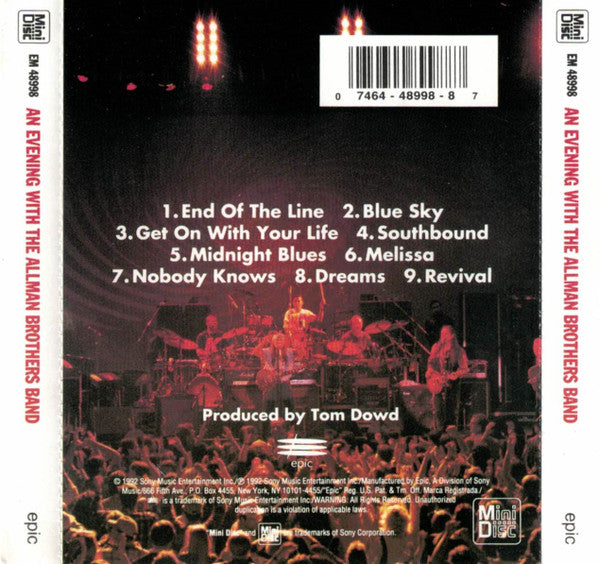 The Allman Brothers Band : An Evening With The Allman Brothers Band - First Set (MD, Album)