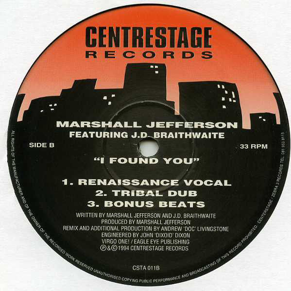 Marshall Jefferson Featuring J.D. Braithwaite : I Found You (2x12")