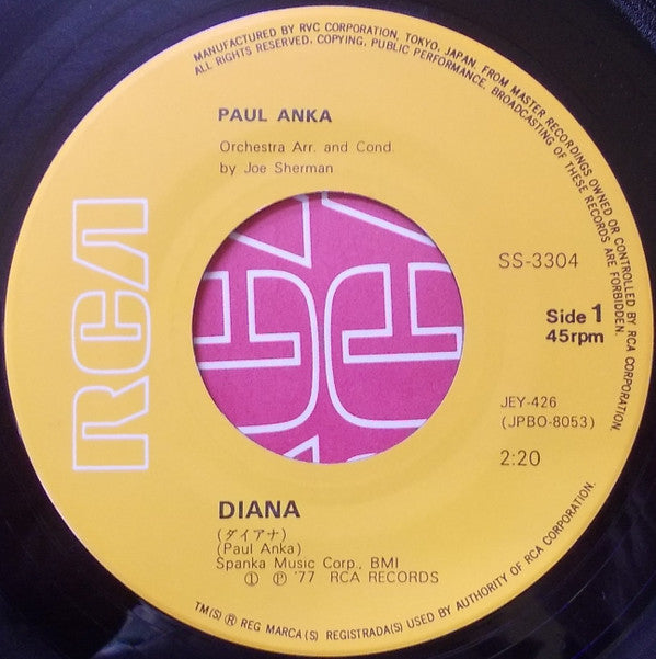 Paul Anka : Diana / Crazy Love (7", Single, RE)