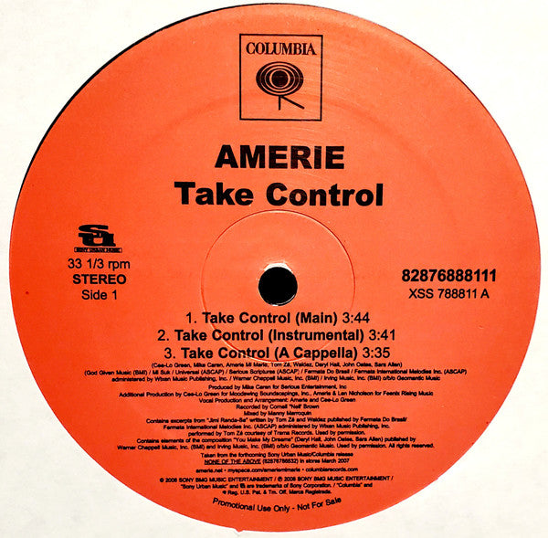 Amerie : Take Control / That's What U R (12", Promo)