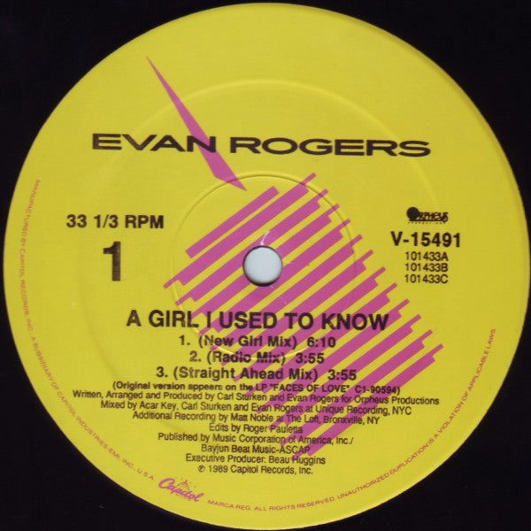 Evan Rogers : A Girl I Used To Know (12")