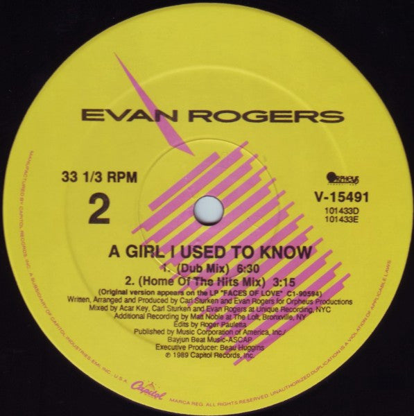 Evan Rogers : A Girl I Used To Know (12")