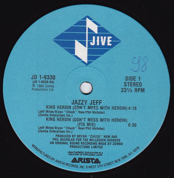 Jazzy Jeff : King Heroin (Don't Mess With Heroin) (12")