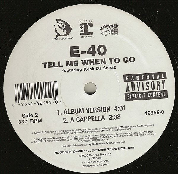 E-40 : Tell Me When To Go (12")