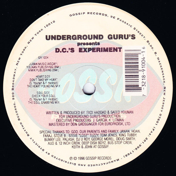 Underground Guru's Presents D.C.'s Experiment : Don't Take My Heart (12")